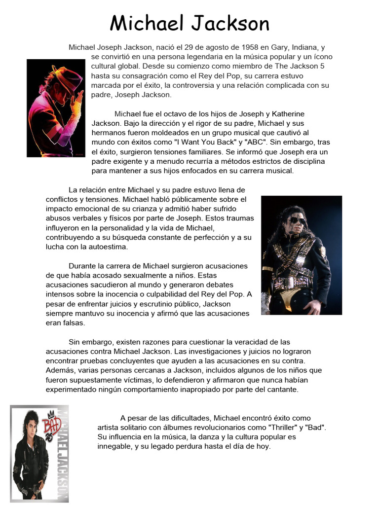 Biografia Michael Jakson | PDF | Michael Jackson