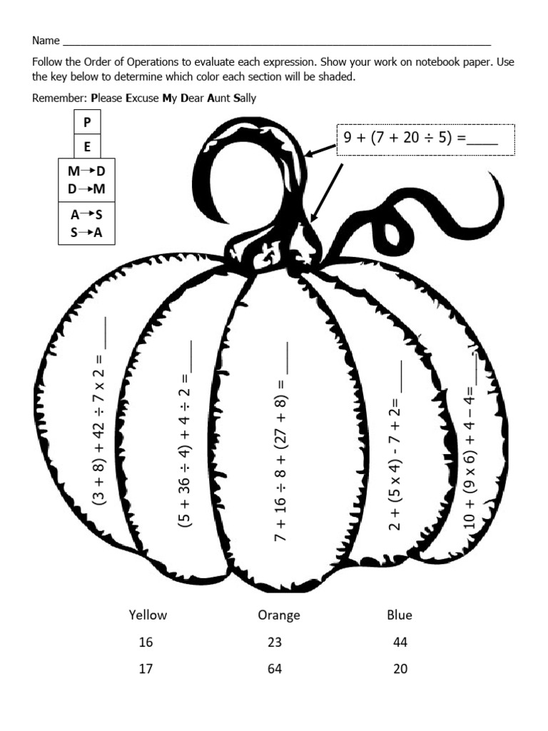 Order of Operations Practice Worksheets | PDF | Color | Brown