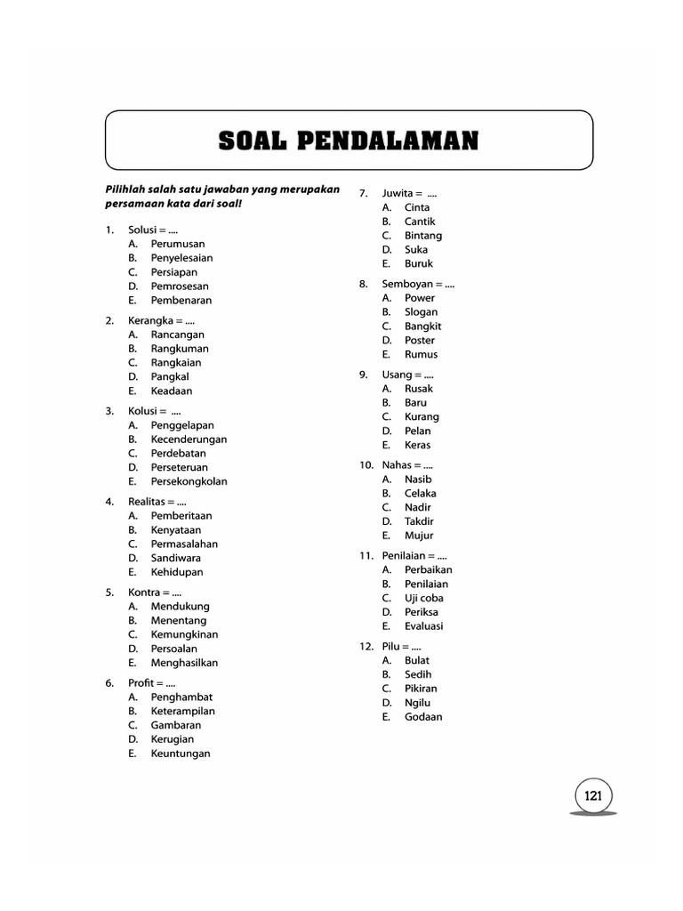 Soal latihan sinonim pdf