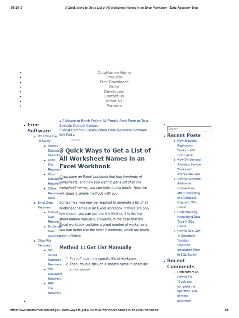 3 Quick Ways To Get A List of All Worksheet Names in An Excel Workbook ...