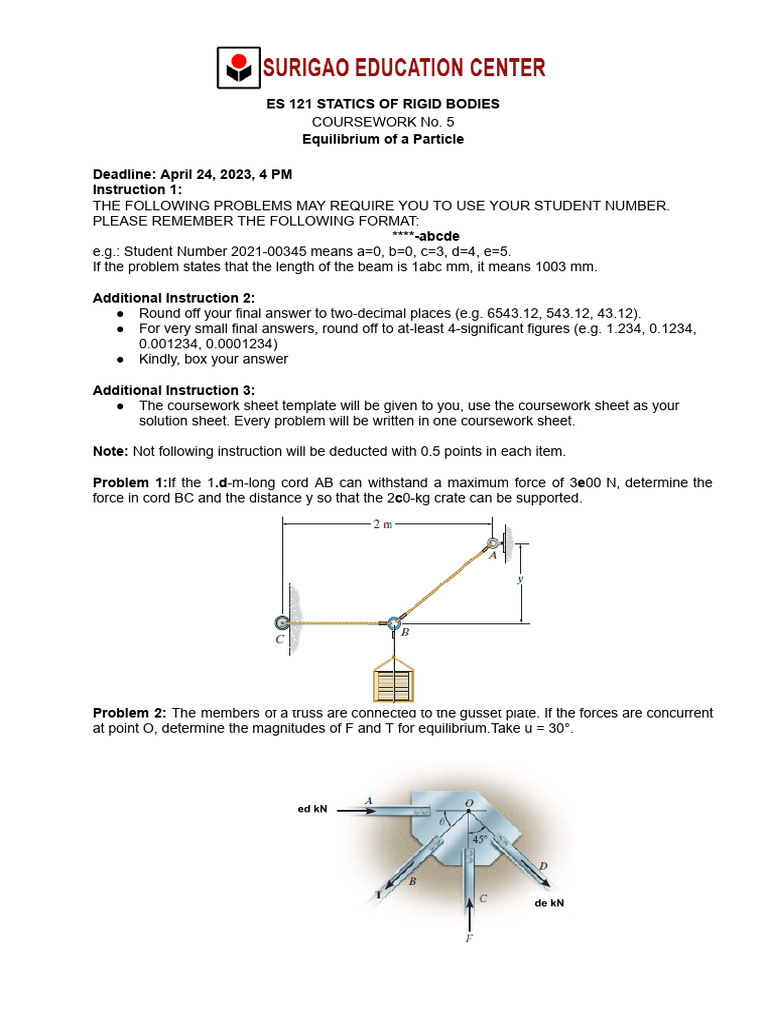 Equilibrium Problems in Statics Course | PDF | Force | Mechanics