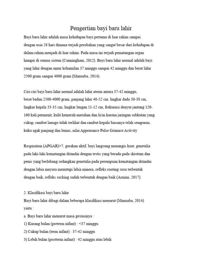 Pengertian Bayi Baru Lahir | PDF | Sains & Matematika
