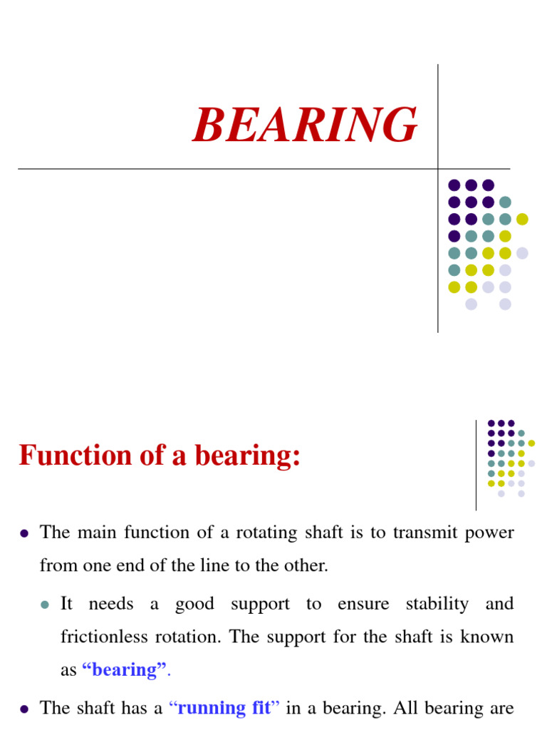 Overview of Bearing Types and Functions | PDF | Bearing (Mechanical ...