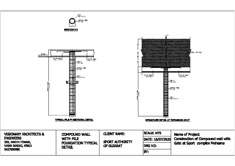 Compound Wall (Pile Foundation) Details | PDF