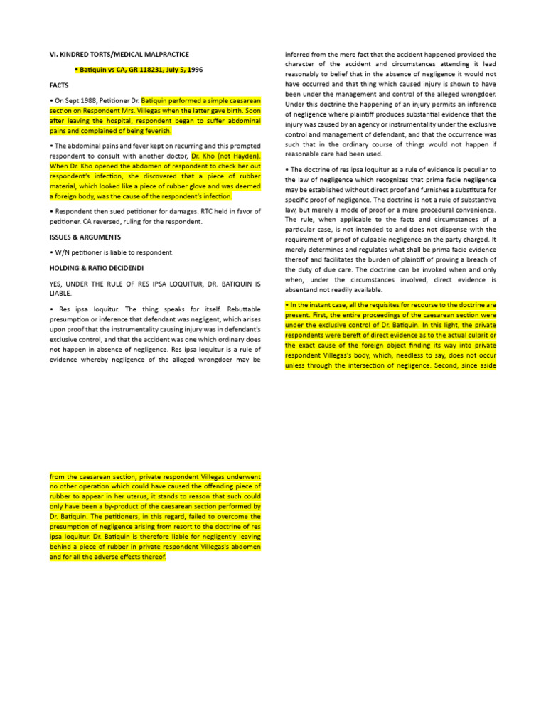 Medical Malpractice Cases Overview | PDF | Negligence | Common Law