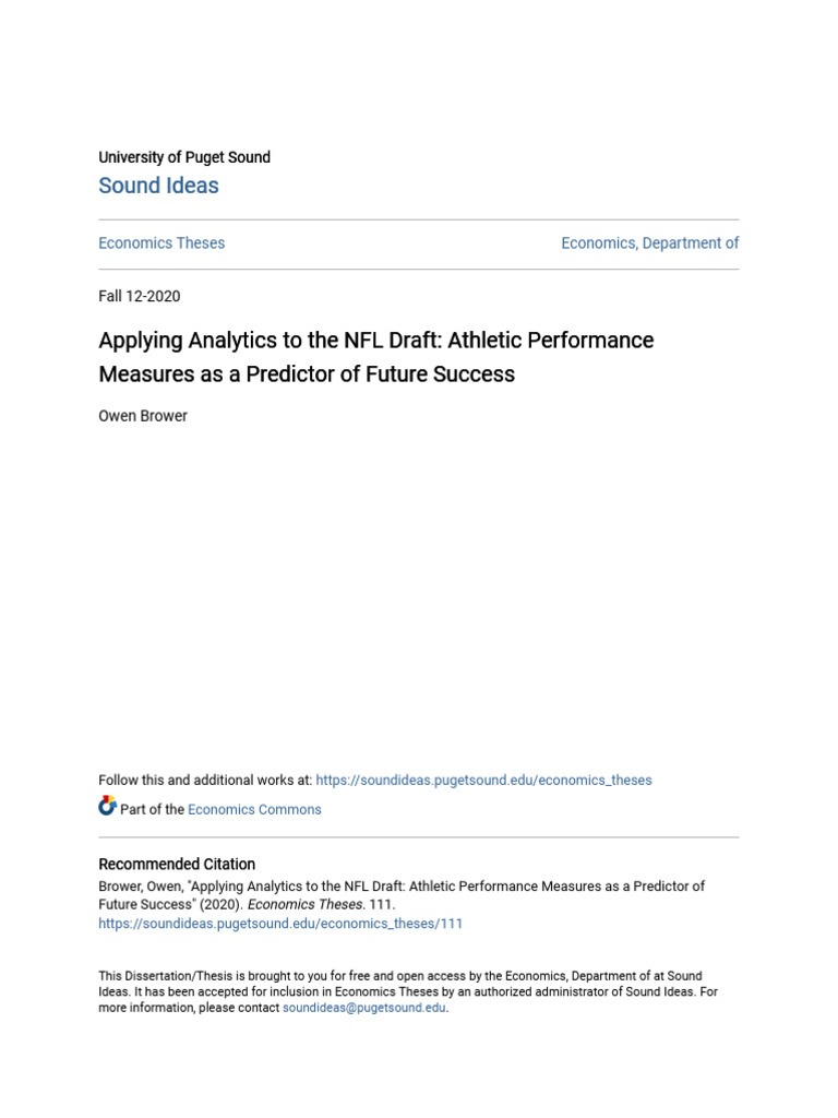 Analytics in NFL Draft Success Prediction | PDF | Coefficient Of ...