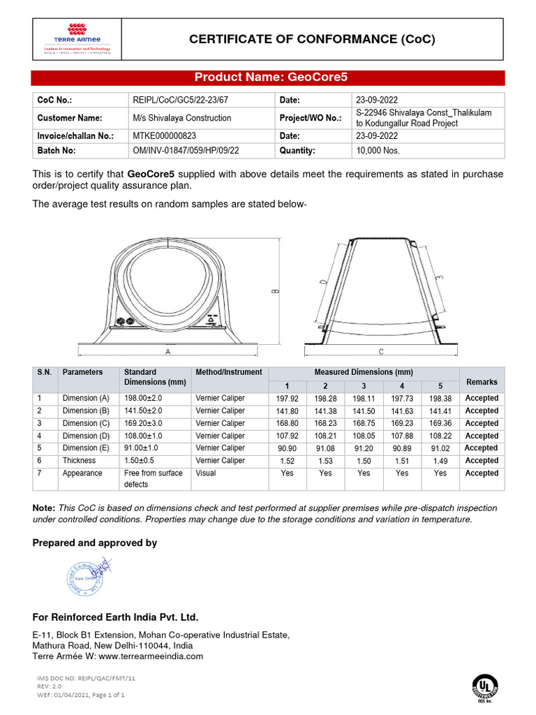 Certificate of Conformance for GeoCore5 | PDF | Computers | Technology ...