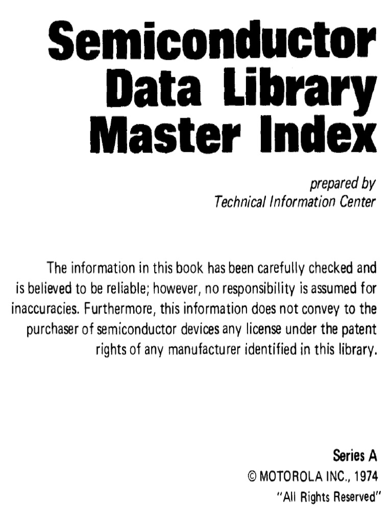 Motorola Semiconductor Data Library Master Index 1974 | PDF