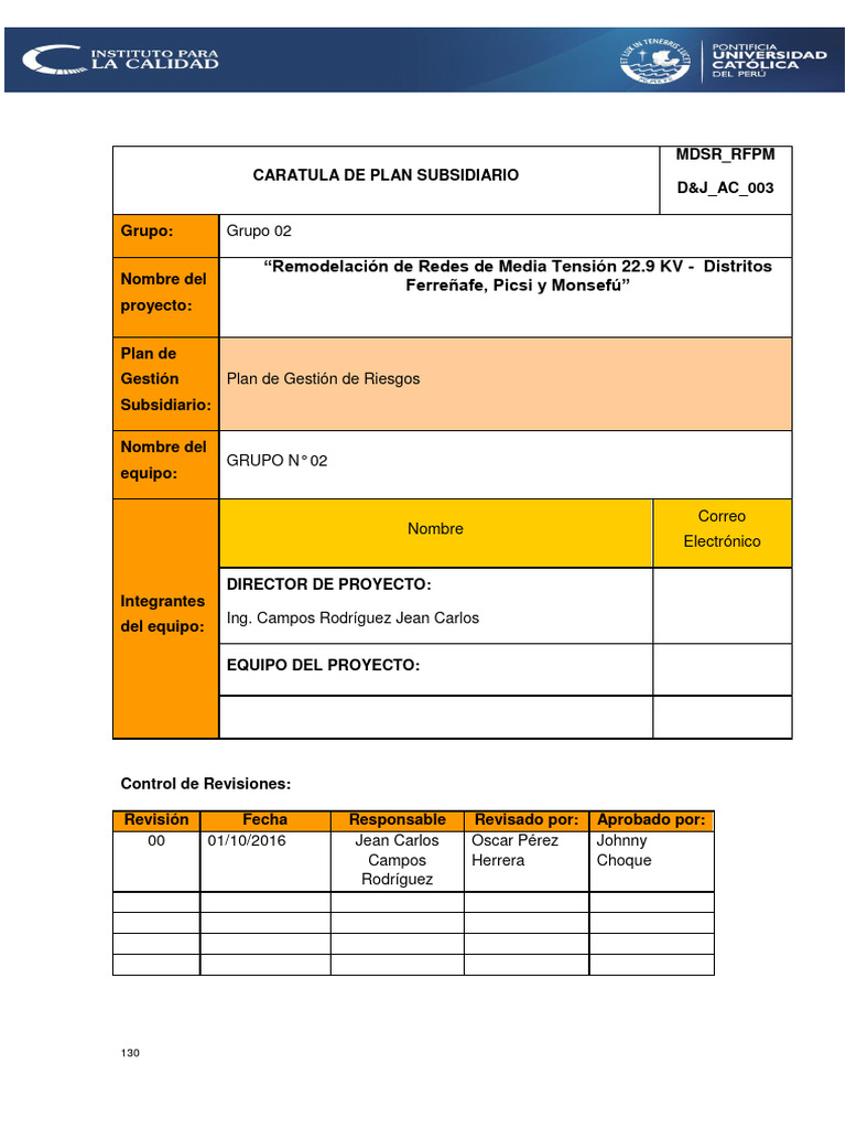 Plan De Gestión De Riesgos Descargar Gratis Pdf Riesgo Probabilidad