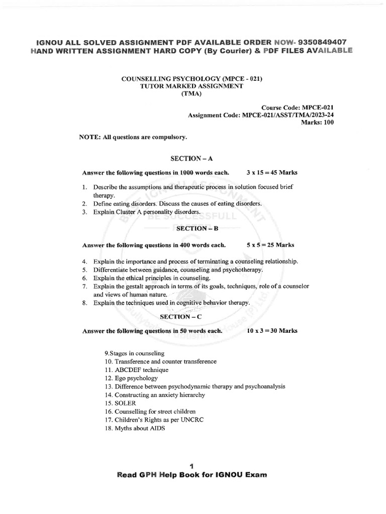 MPCE 21 English July 2023 January 2024 | PDF