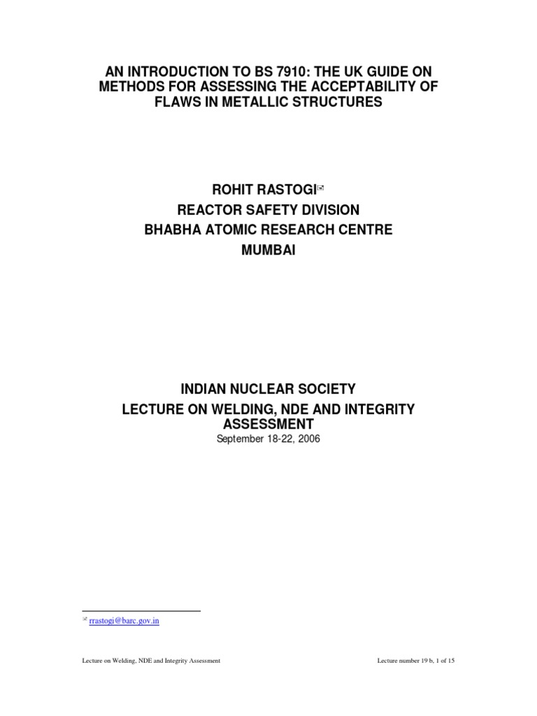 Introduction to BS 7910 Assessment Methods | PDF | Fracture Mechanics ...