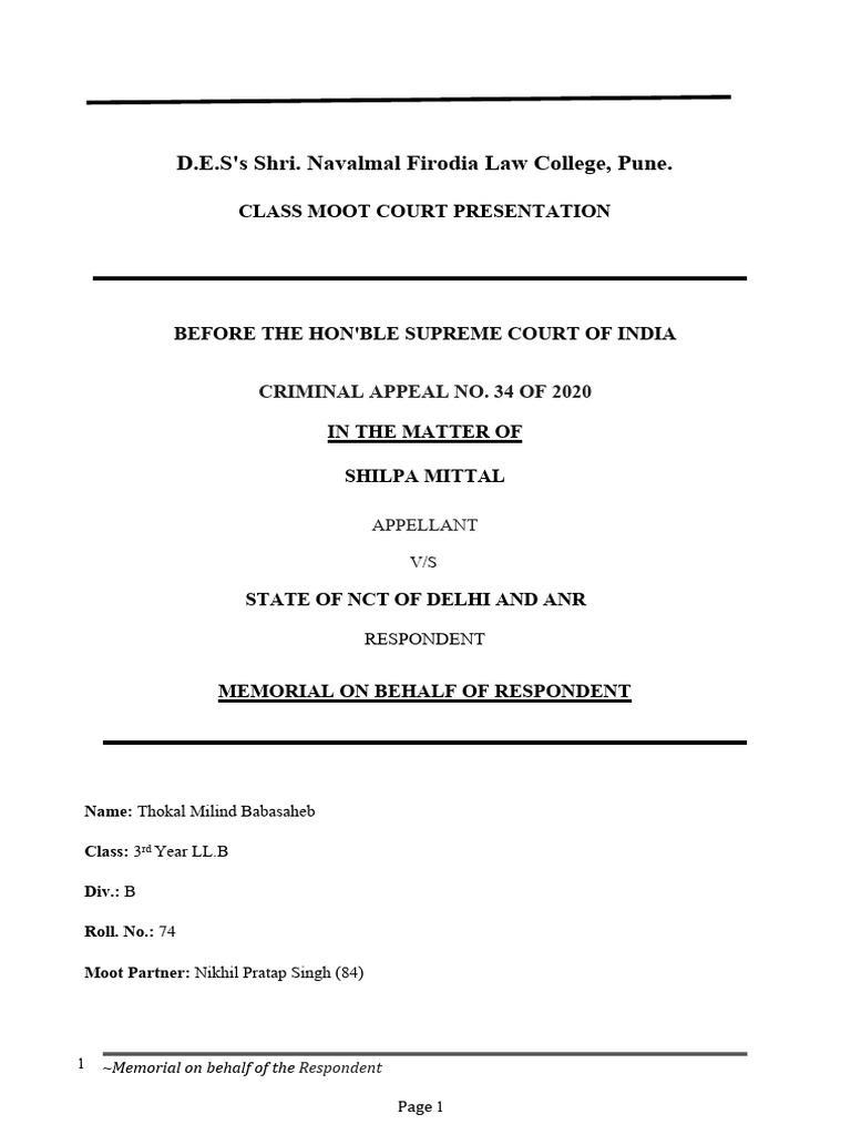 Criminal Moot (Milind) | PDF | Crimes | Crime & Violence