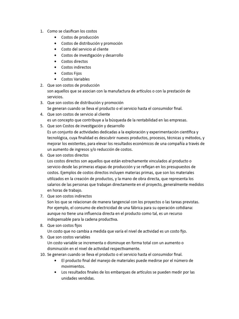 Clasificación y Tipos de Costos | PDF | Costo | Contabilidad