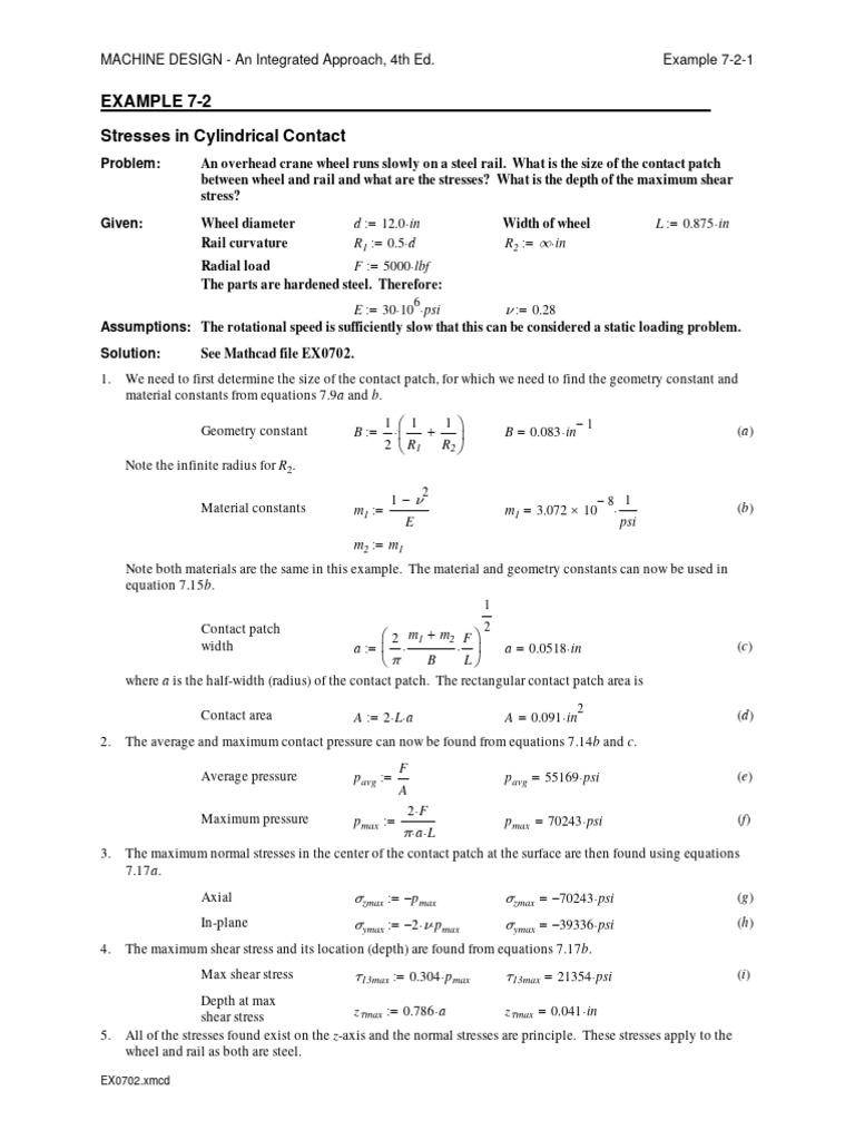 Stresses in Cylindrical Contact Analysis | PDF | Stress (Mechanics ...