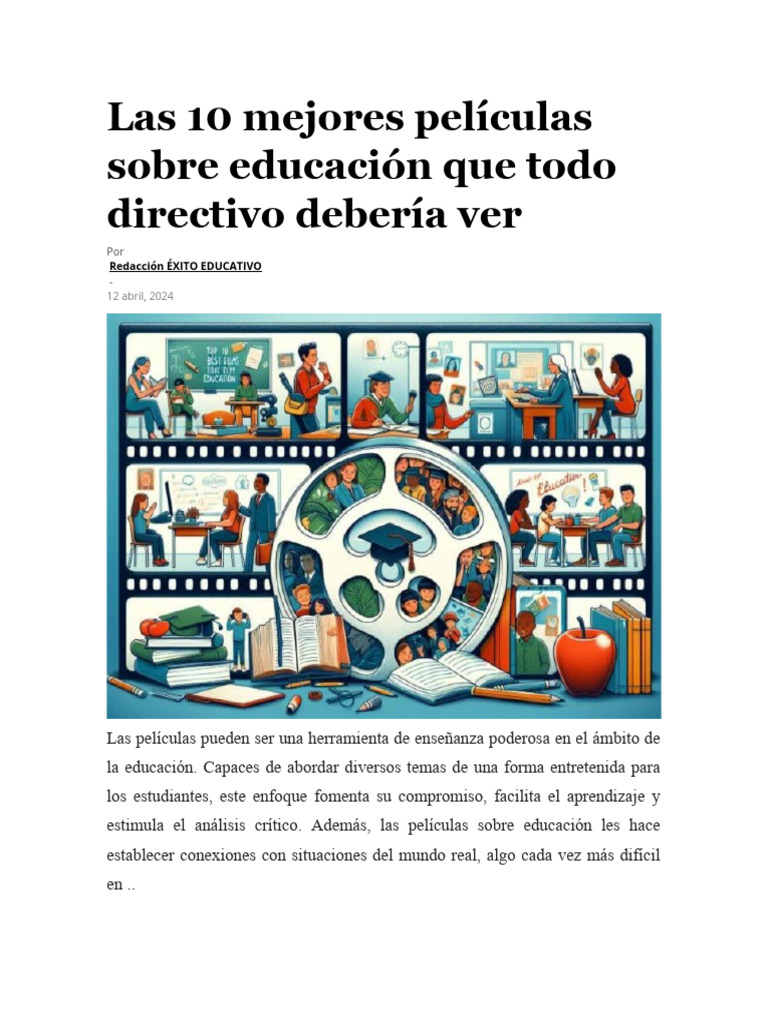 Las 10 Mejores Peliculas Que Debes Conocer Pdf Enseñando Maestros