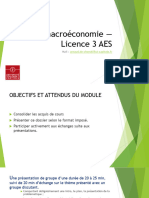 Présentation TD de Macroéconomie - Licence 3 AES - S2 - Scéance 1