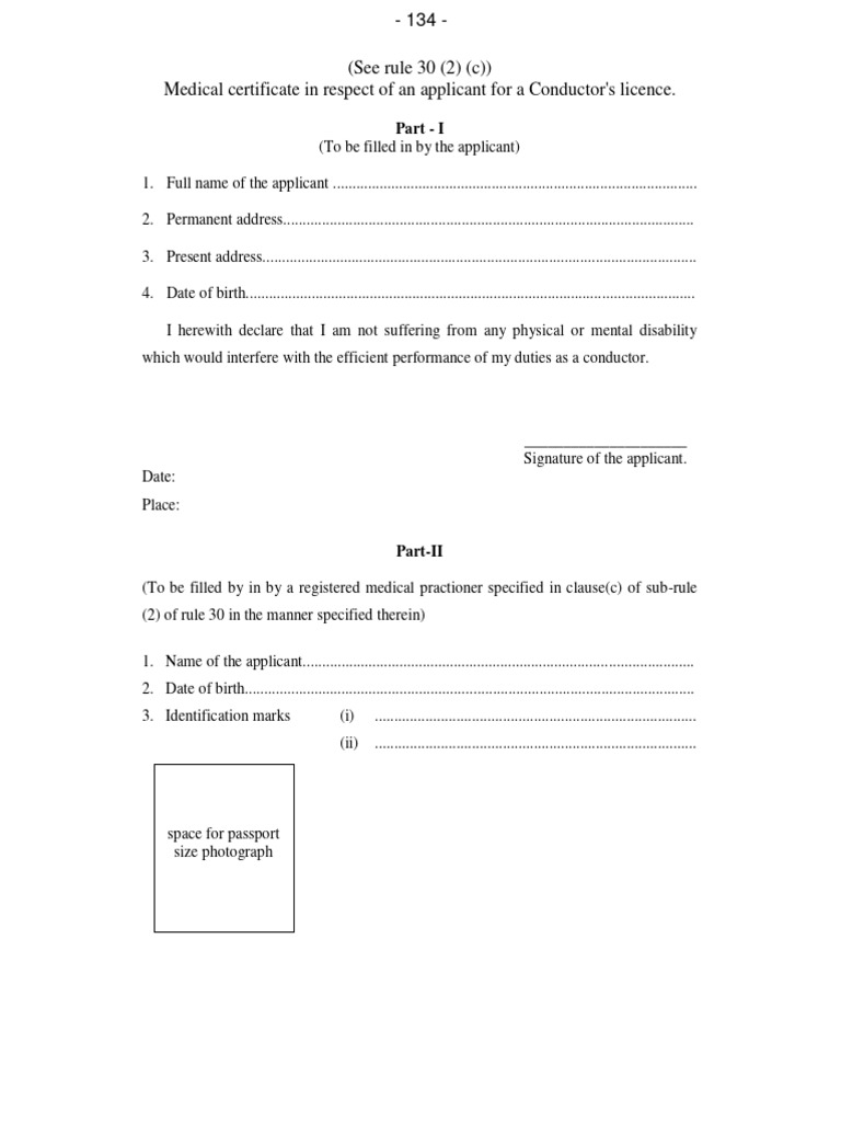 Medical Certificate for Conductor Licence | PDF | Clinical Medicine ...