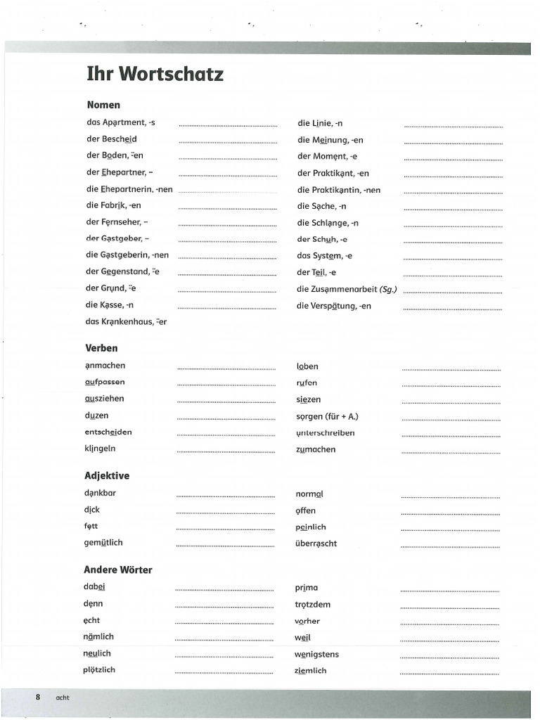 Wortschatz Linie A2 | PDF