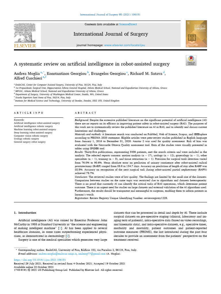 AI in Robot-Assisted Surgery Review | PDF | Artificial Intelligence ...