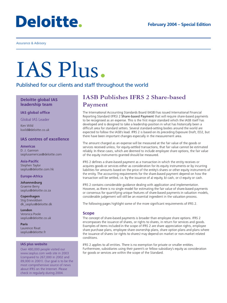 IFRS 2 Share-based Payment Overview | PDF | Fair Value | International ...