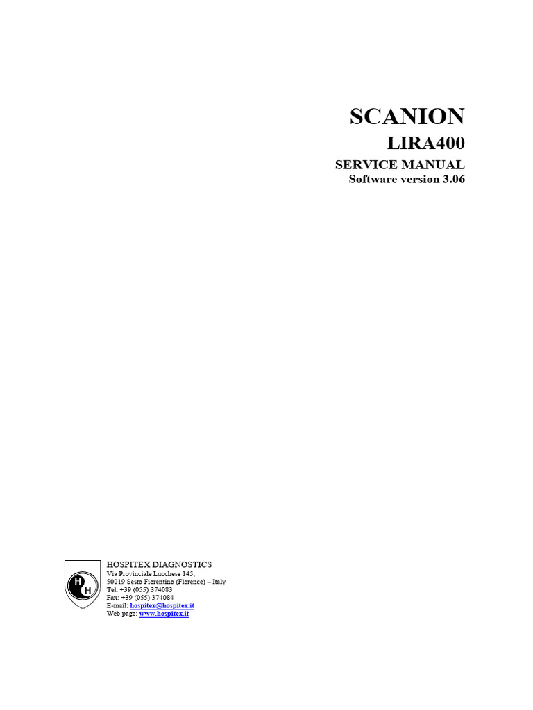 LIRA400 Scanion Service V306H | PDF | Input/Output | Menu (Computing)