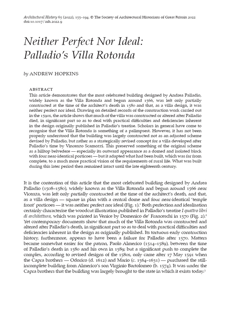 Villa Rotonda: Palladio's Incomplete Vision | PDF | Dome
