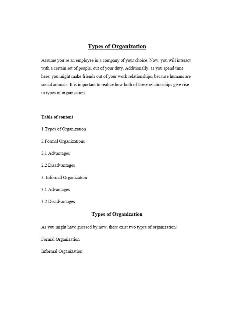 Formal vs. Informal Organizations | PDF | Communication | Behavioural ...