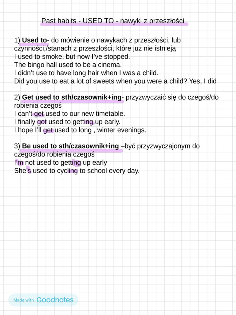 Past Habits - USED TO | PDF