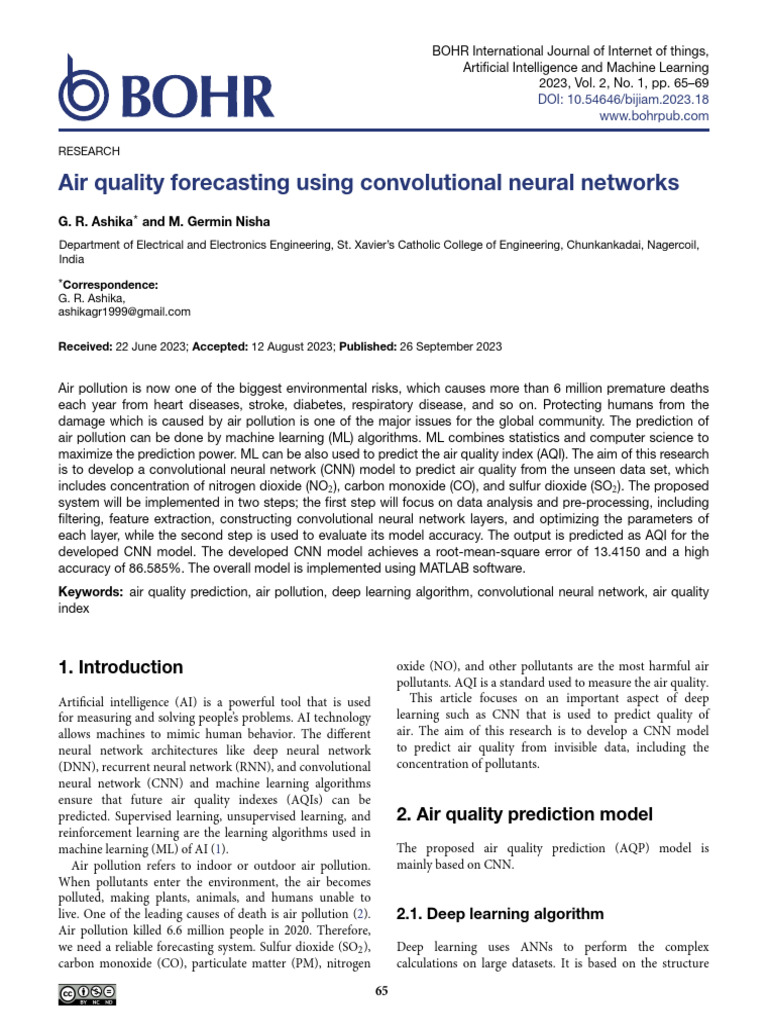 Air Quality Forecasting Using Convolutional Neural Networks Pdf