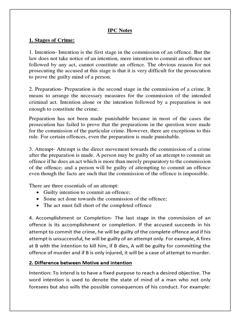 Ipc Notes For Exams Pdf Insanity Defense Mens Rea