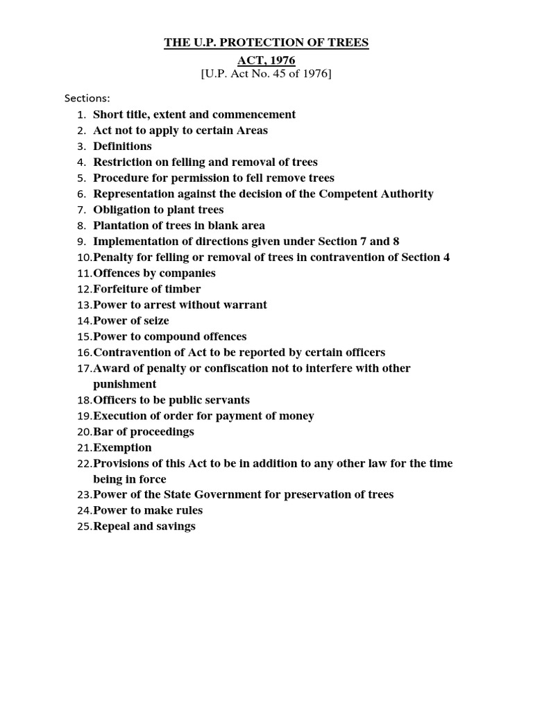U.P. Protection of Trees Act Overview | PDF | Magistrate | Bail