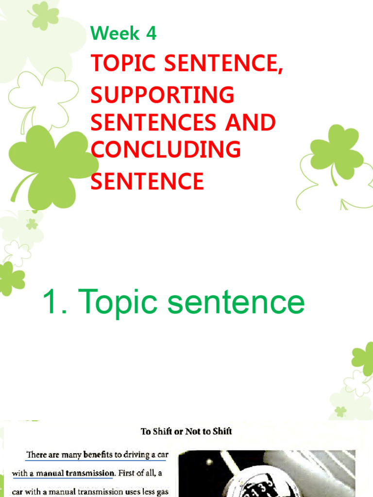 Topic and Concluding Sentences Guide | PDF | Paragraph | English Language