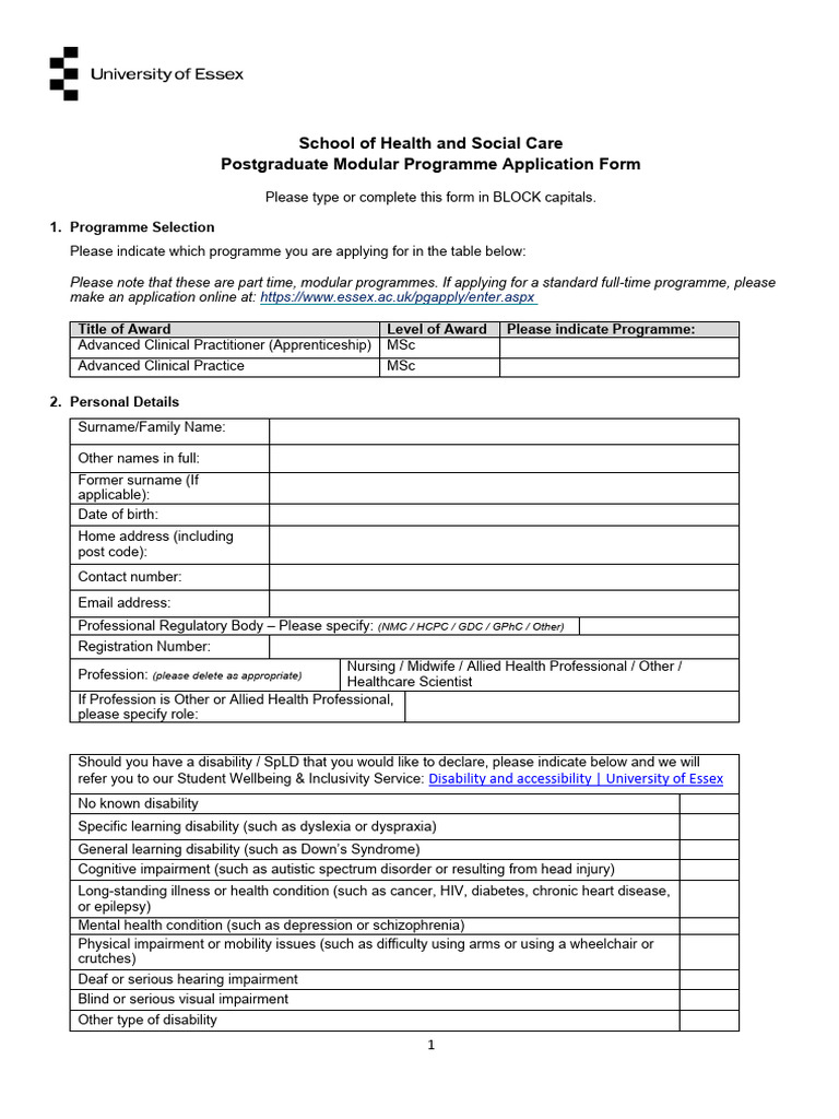 ACP Application Form Instructions | PDF | Disability | Apprenticeship