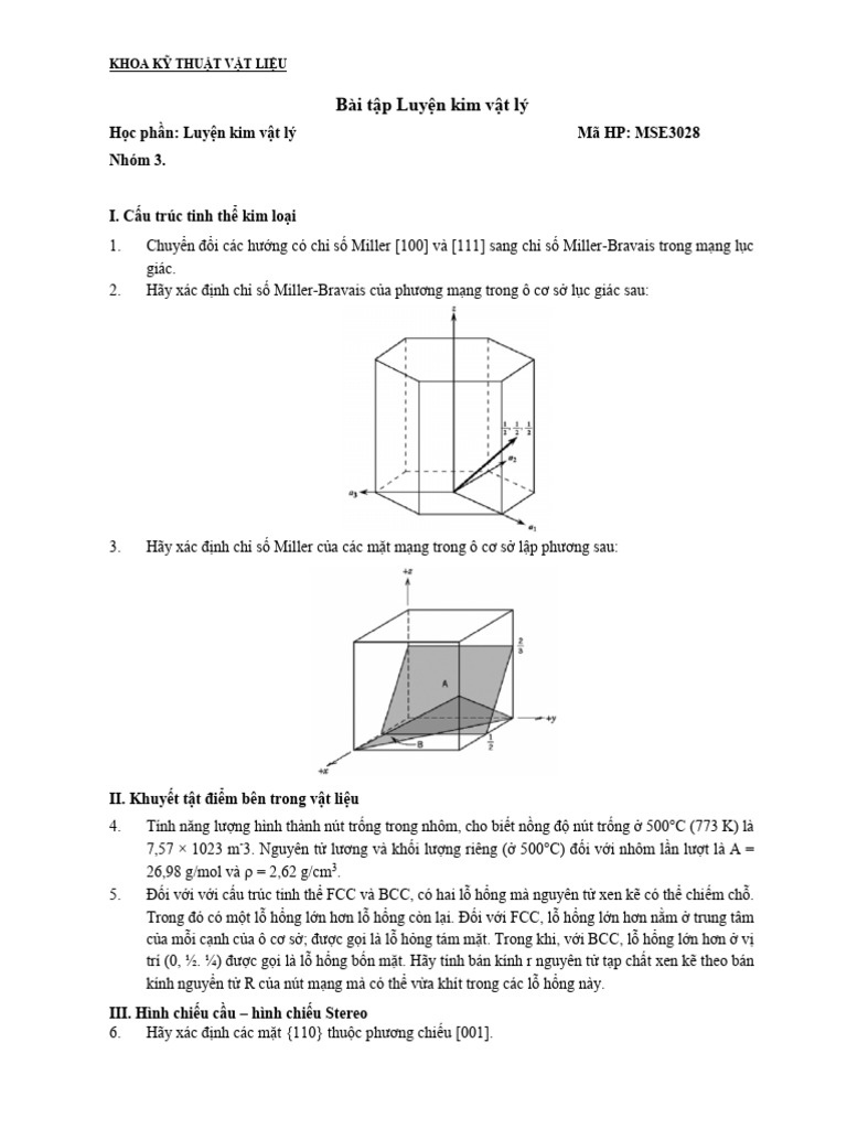 Bai Tap - Luyen Kim Vat Ly - MSE3028-Nhom 3 - 20232 | PDF