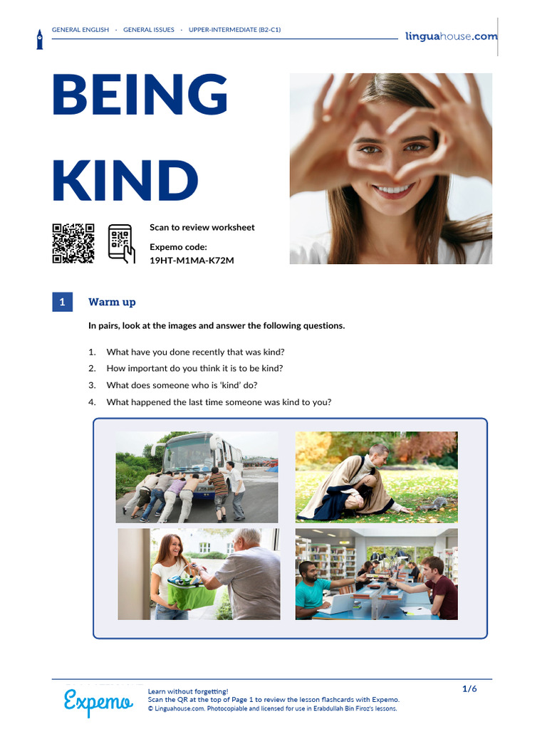 Kindness for Upper-Intermediate Learners | PDF | Vocabulary | Psychology