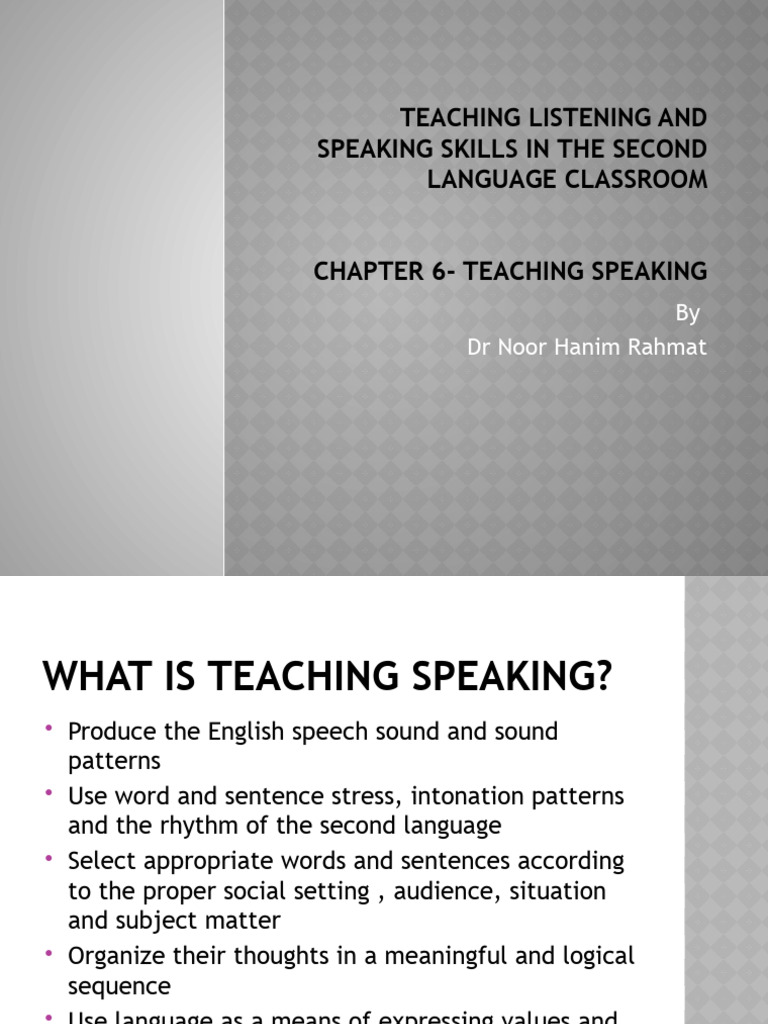 Teaching Listening and Speaking Chapter | PDF | Communication | Fluency