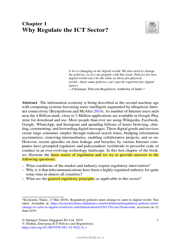 Regulating the ICT Sector: Key Insights | PDF | Externality | Monopoly