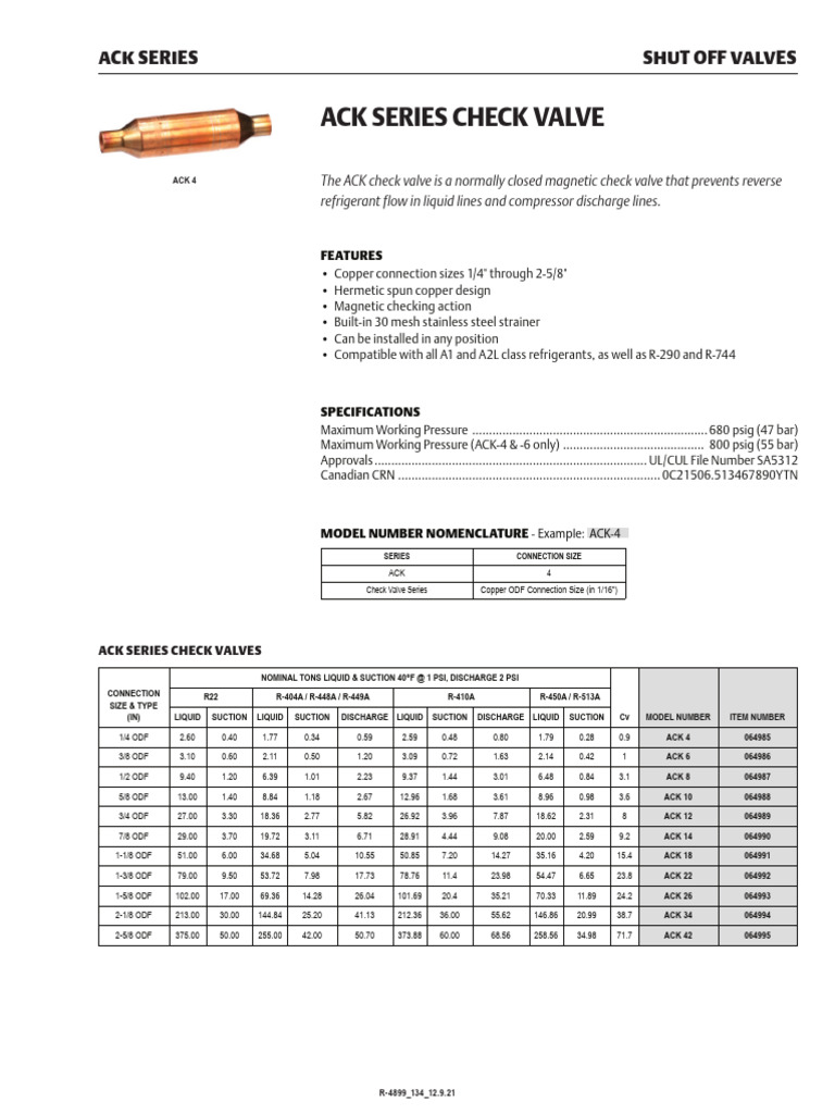 Ack Series Check Valve Catalog en Us 1570042 | PDF | Valve | Mechanical ...