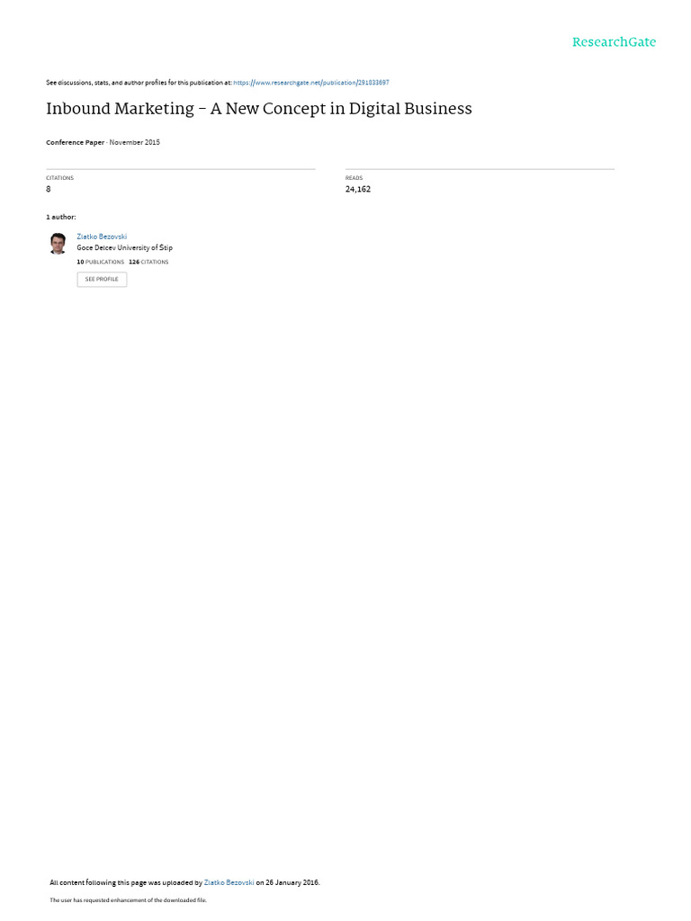 Inbound Markeitng A New Concept in Digital Busienss ZB | PDF | Digital ...