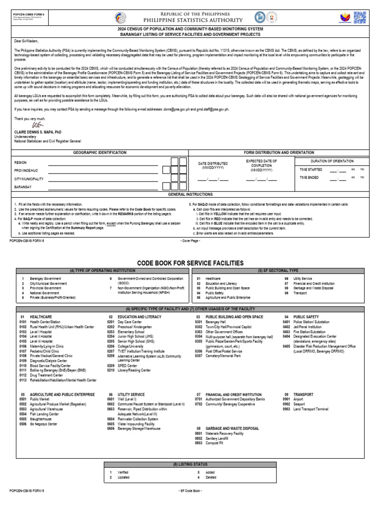 2024 Barangay Census Form Instructions | PDF | Municipal Solid Waste ...