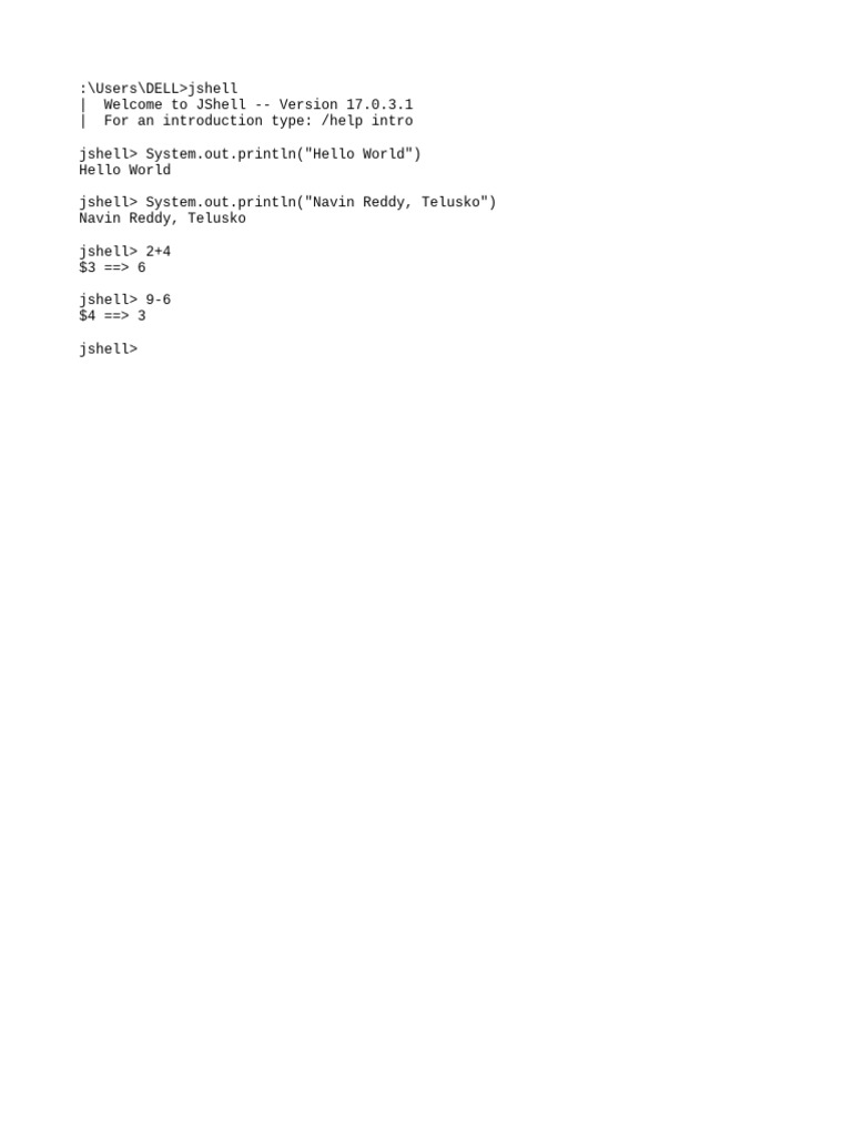 JShell Basics for Beginners | PDF