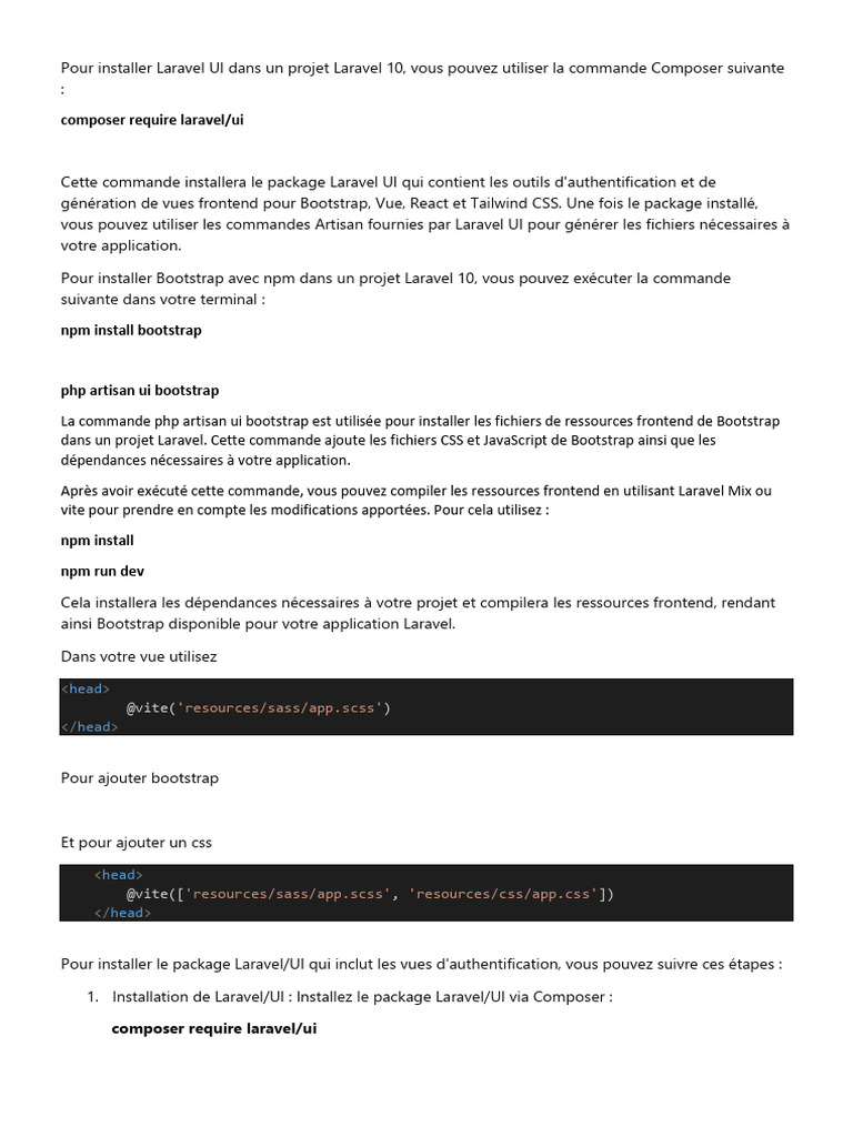 Installer Laravel UI et Bootstrap | PDF | Bootstrap (Front End ...