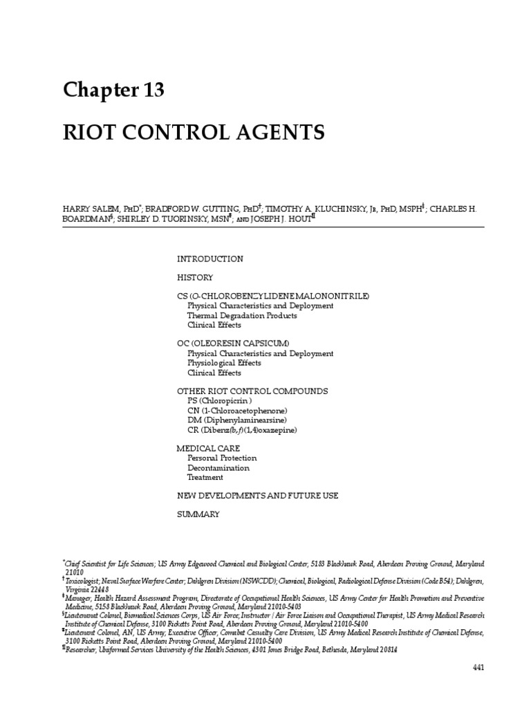 CS and OC: Riot Control Agents Overview | PDF | Solubility | Melting Point