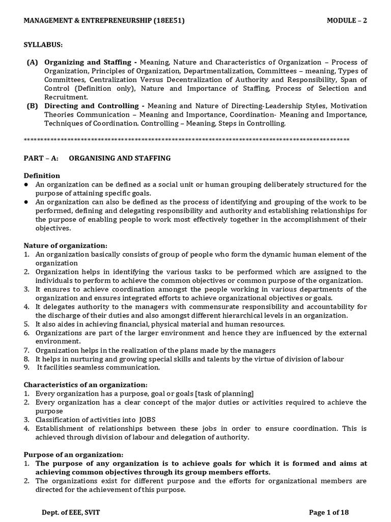 Organizing and Staffing in Management | PDF | Leadership | Motivation