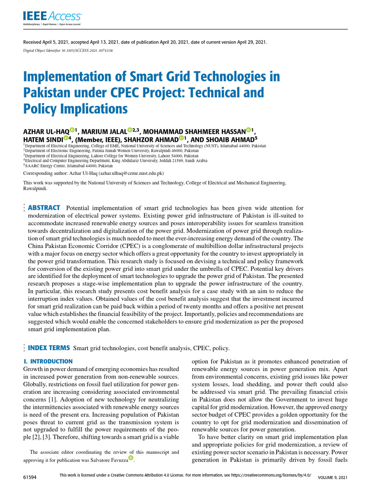 Smart Grid Implementation in Pakistan CPEC | PDF | Smart Grid ...