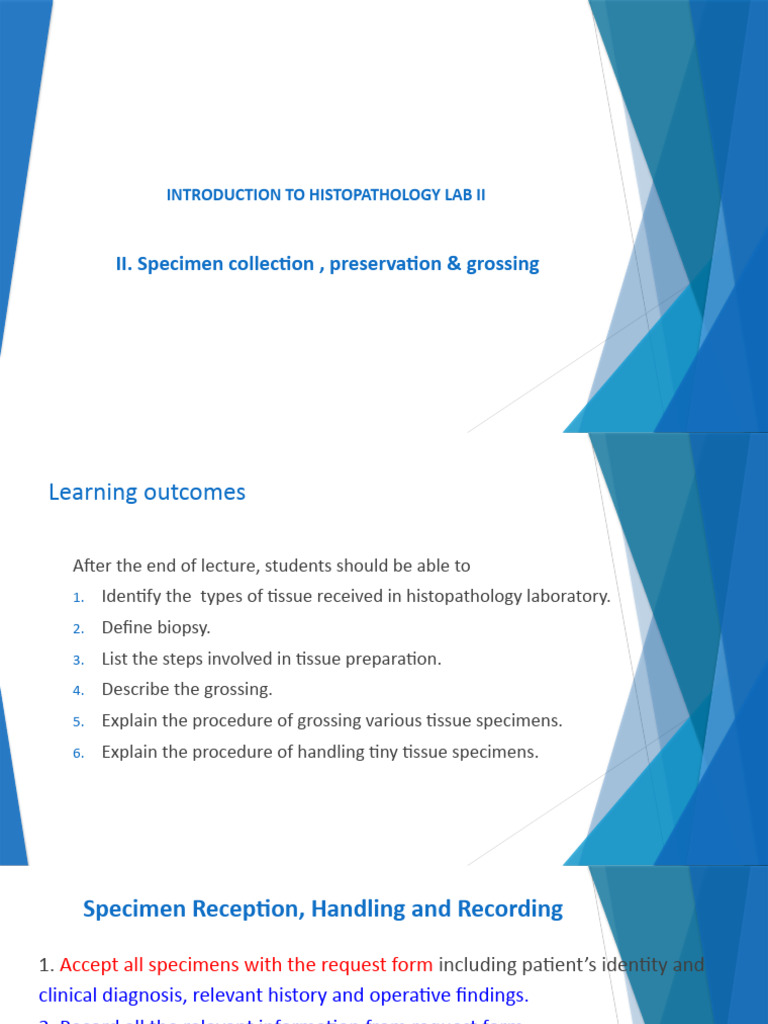Histopathology Lab II: Specimen Handling | PDF | Biopsy | Histopathology