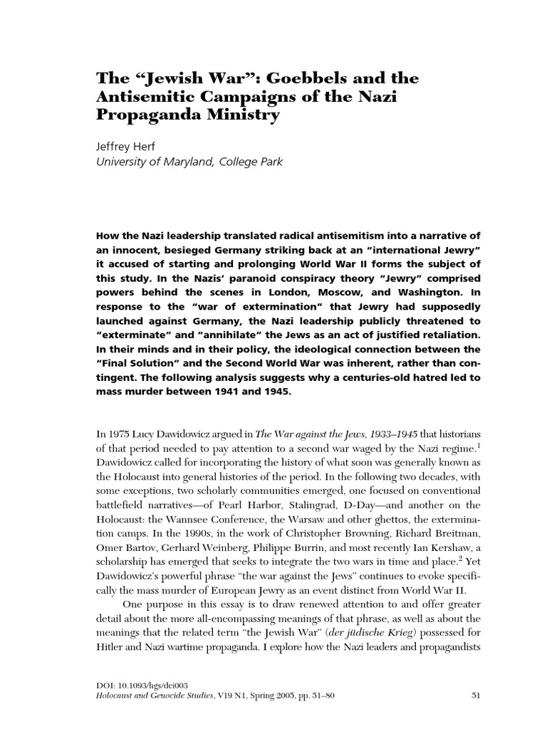 Herf - Nazi Propaganda Goebbels and The Jews | PDF | Nazi Germany ...