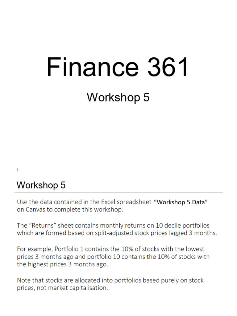 Portfolio Formation Workshop Guide Pdf Applied Mathematics