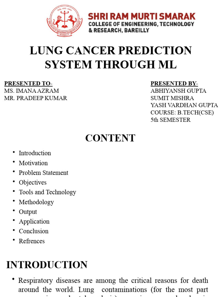 Lung Cancer Prediction Using ML Techniques | PDF | Machine Learning ...