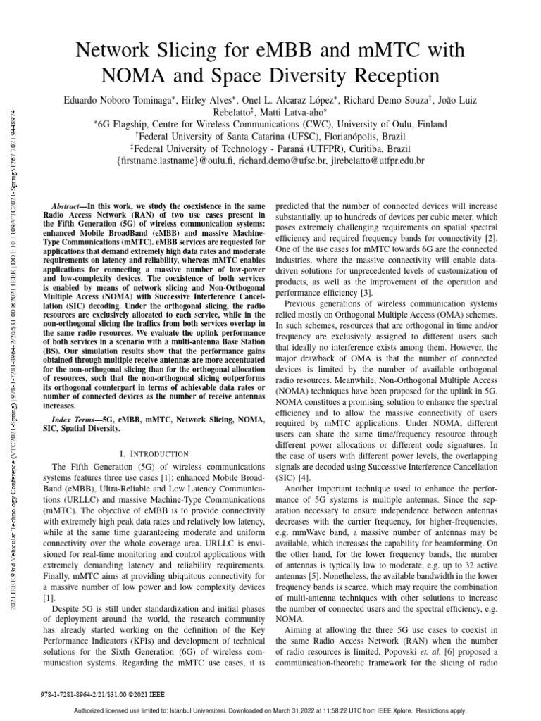 NOMA and Network Slicing in 5G | PDF | Radio | Electronics